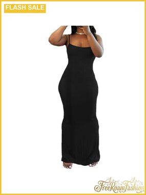 Women's Sleeveless Bodycon Maxi Slip Dress Stretchy Summer Casual